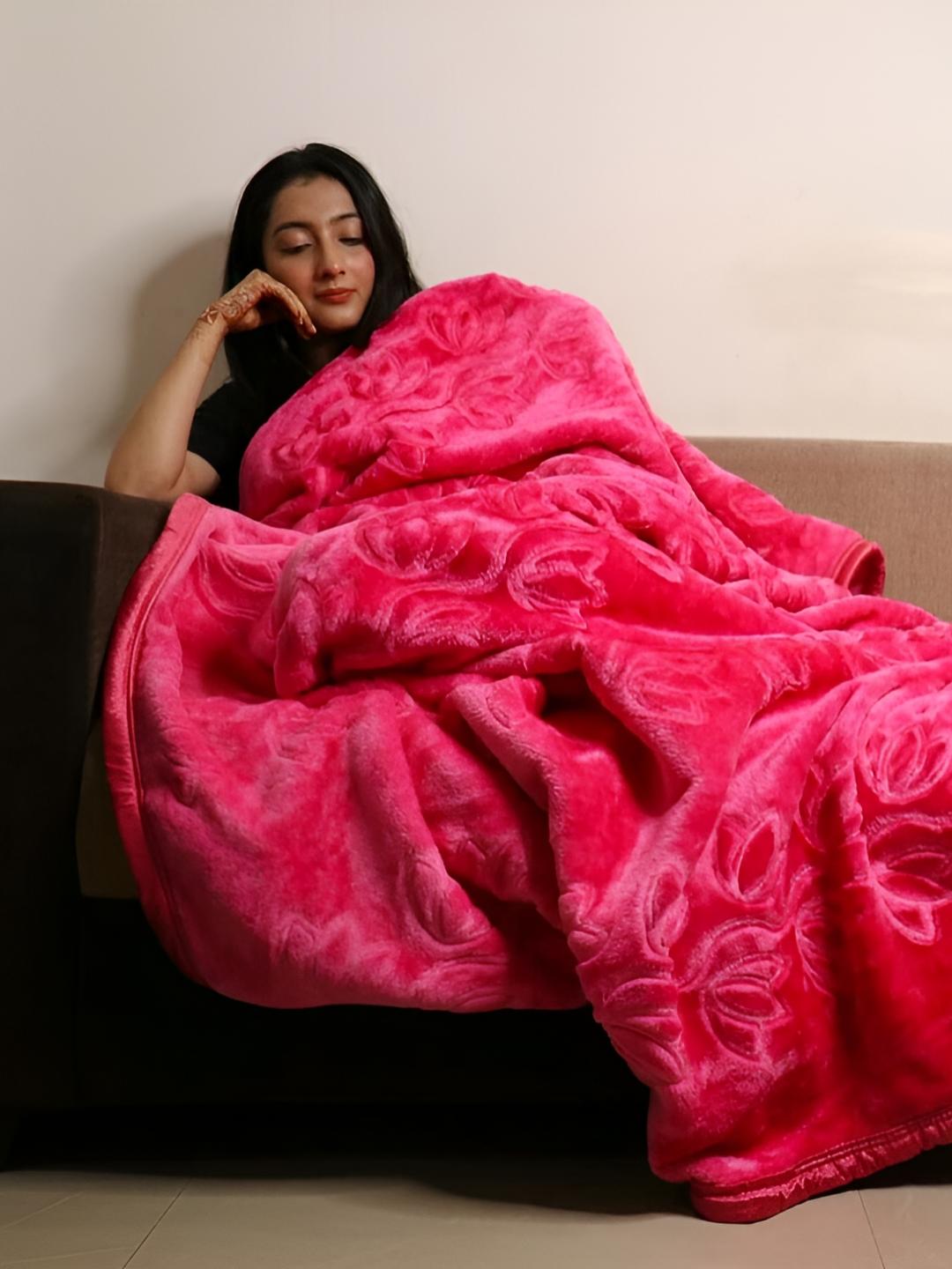 Buy Comfowell Pink Floral Heavy Winter 500 GSM Single Bed Blanket -  - Home for Unisex