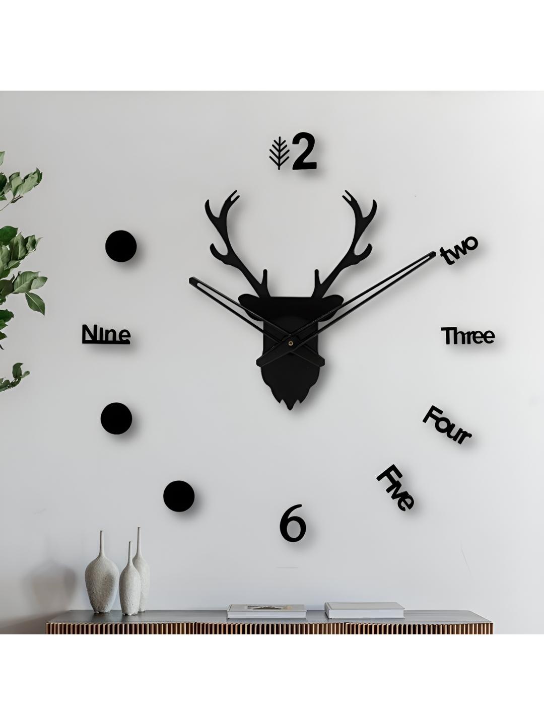 Buy FASTQT Black Abstract Shaped Analogue Contemporary Wall Clock ...