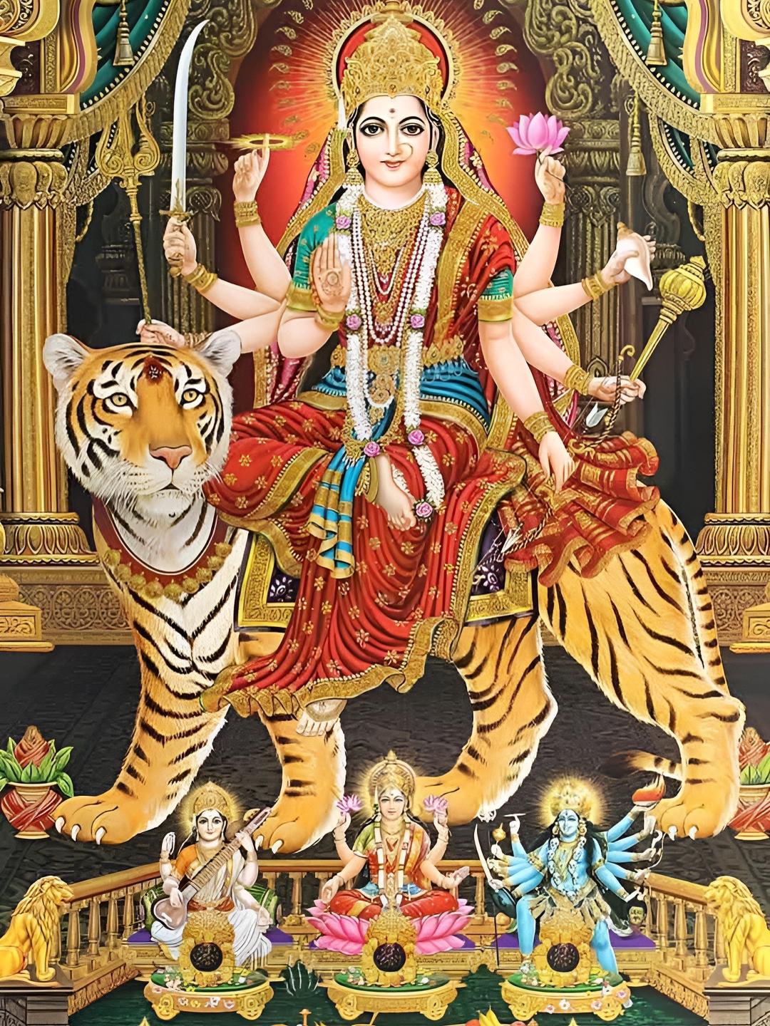 Maa Sticker Red Buy British Terminal Red & Gold Toned Durga Maa Religious Wall Poster ...