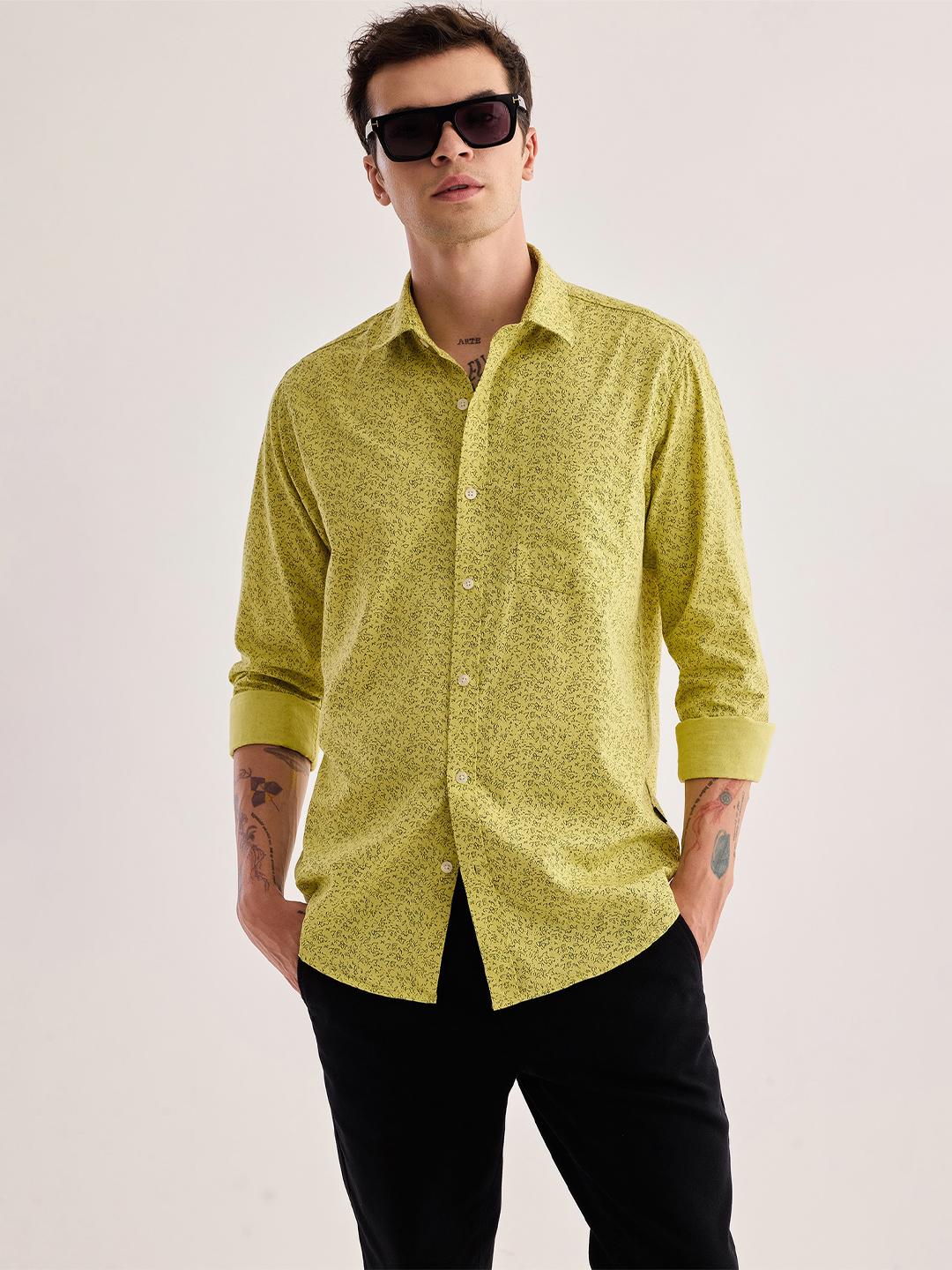 Red Flame Abstract Printed Pure Cotton Casual Shirt