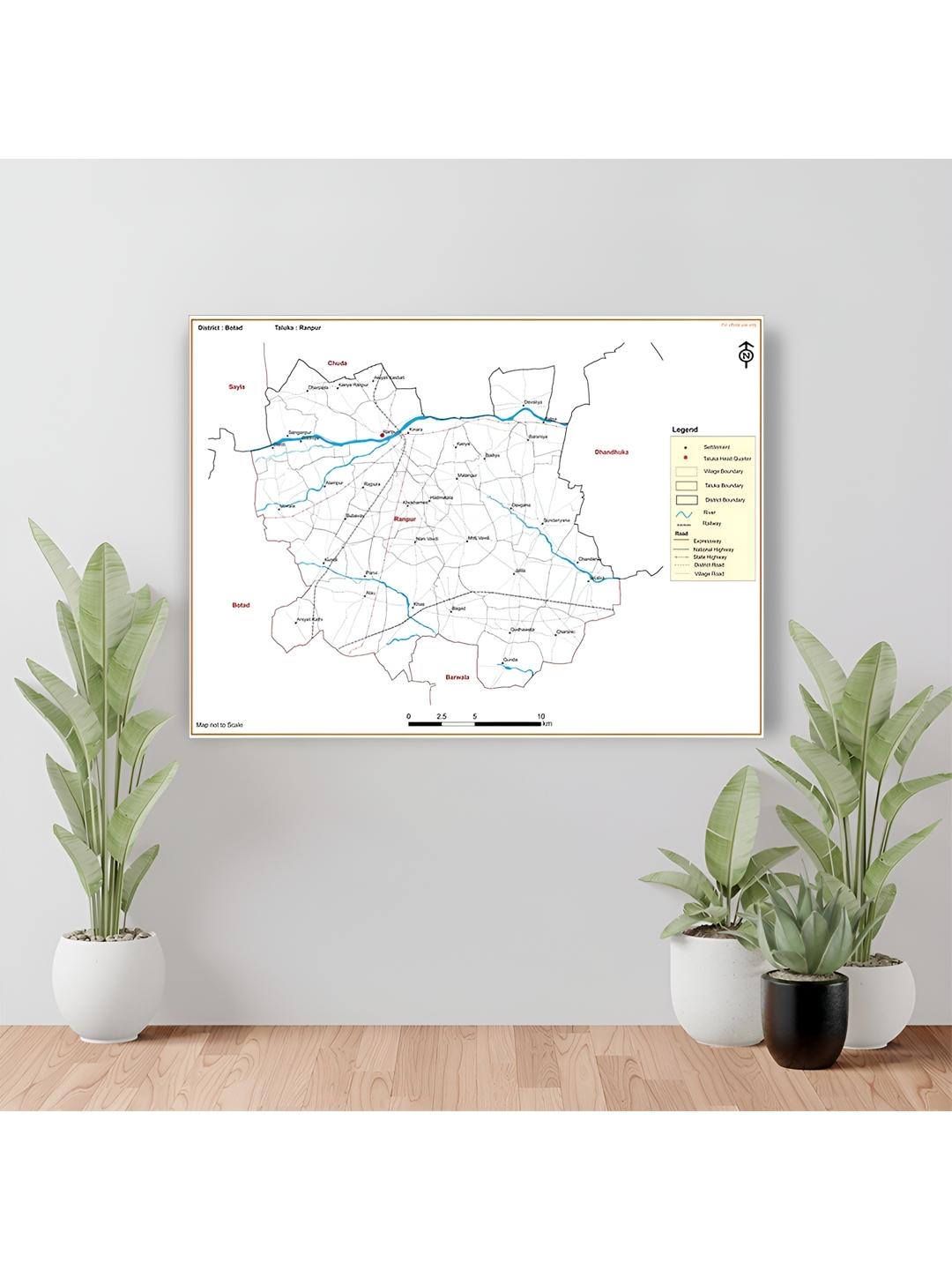 Buy Wallpics White & Black Botad District Map Water Resistant Wall ...