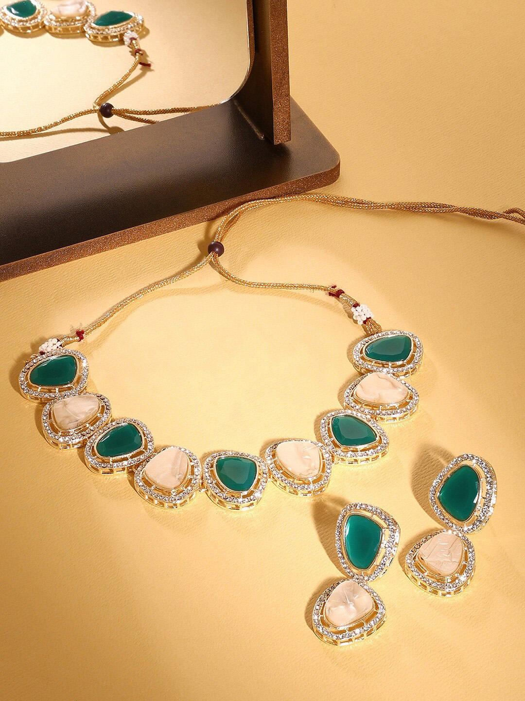 Buy AMI Gold Plated Stone Studded Necklace And Earrings - - Accessories for Women