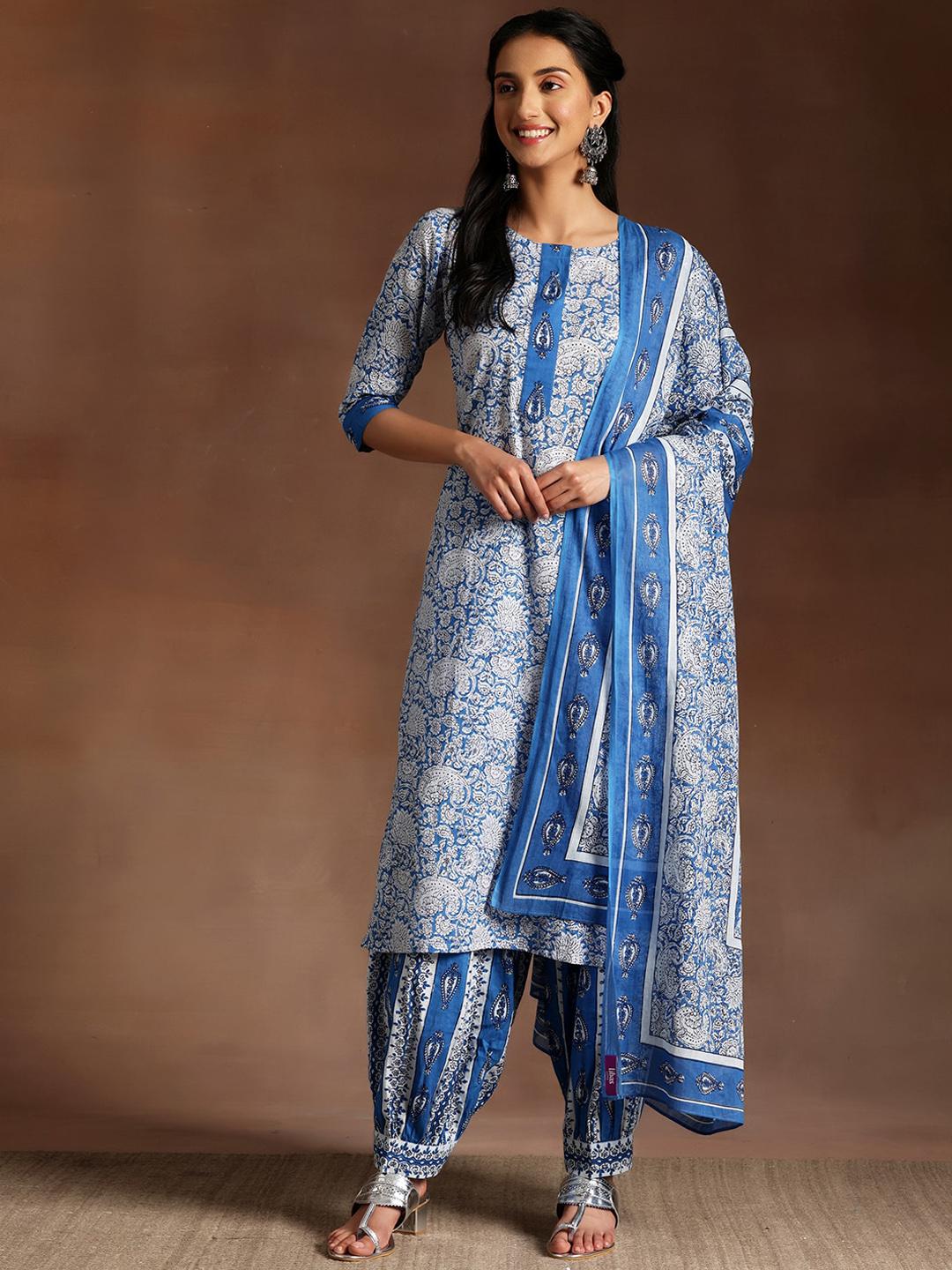 Lalitha powder blue printed kurta and salwar