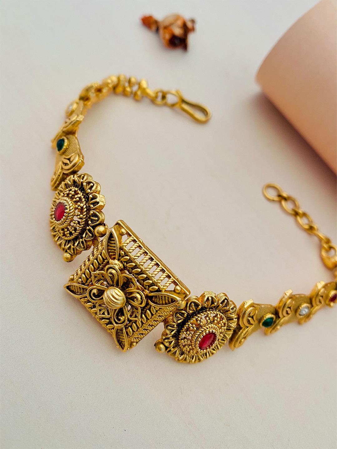 Buy Sangria Gold Plated Stone Studded Armlet - Bracelet for Women ...