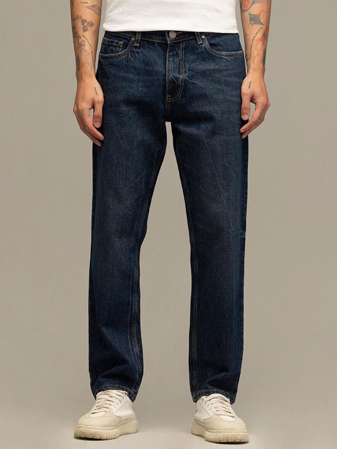 Snitch Men Smart Relaxed Fit Clean Look Pure Cotton Jeans