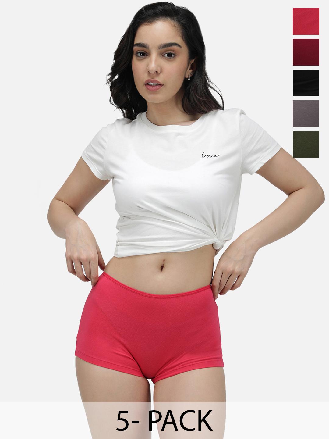 Buy AMUL COMFY Pack Of 5 Cotton Boy Shorts Briefs -  - Apparel for Women
