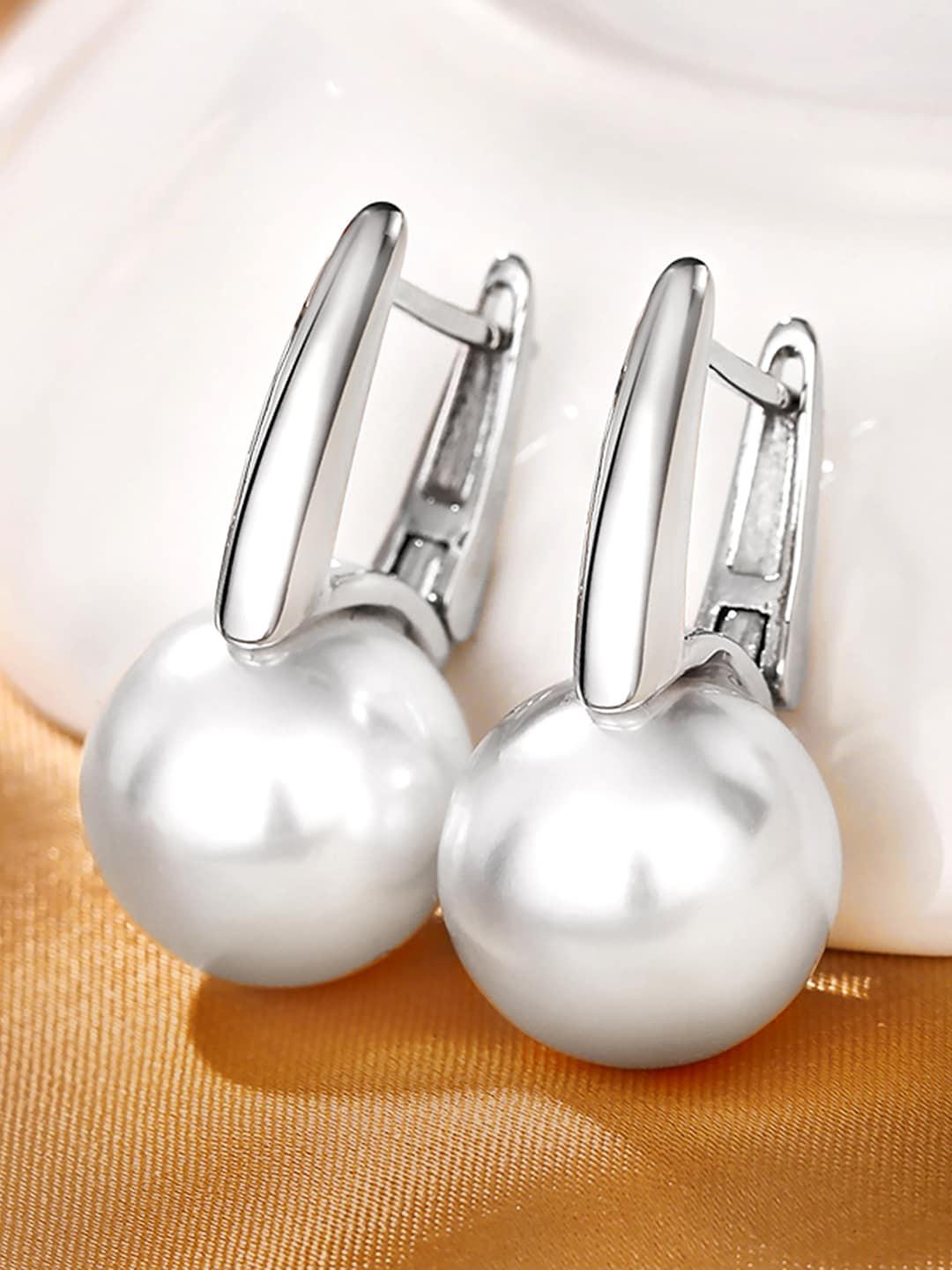 Buy Peora Silver Plated Pearl Drop Earrings -  - Accessories for Women