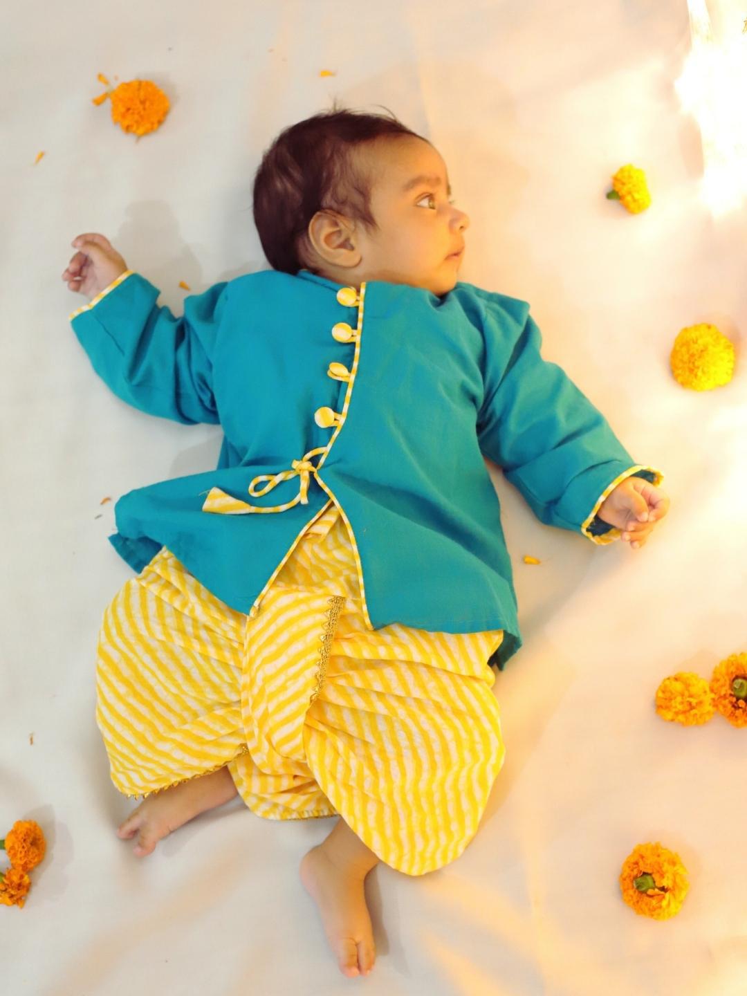 Buy BownBee Infants Pure Cotton Angrakha Kurta With Dhoti Pants Clothing Set - - Apparel for Boys