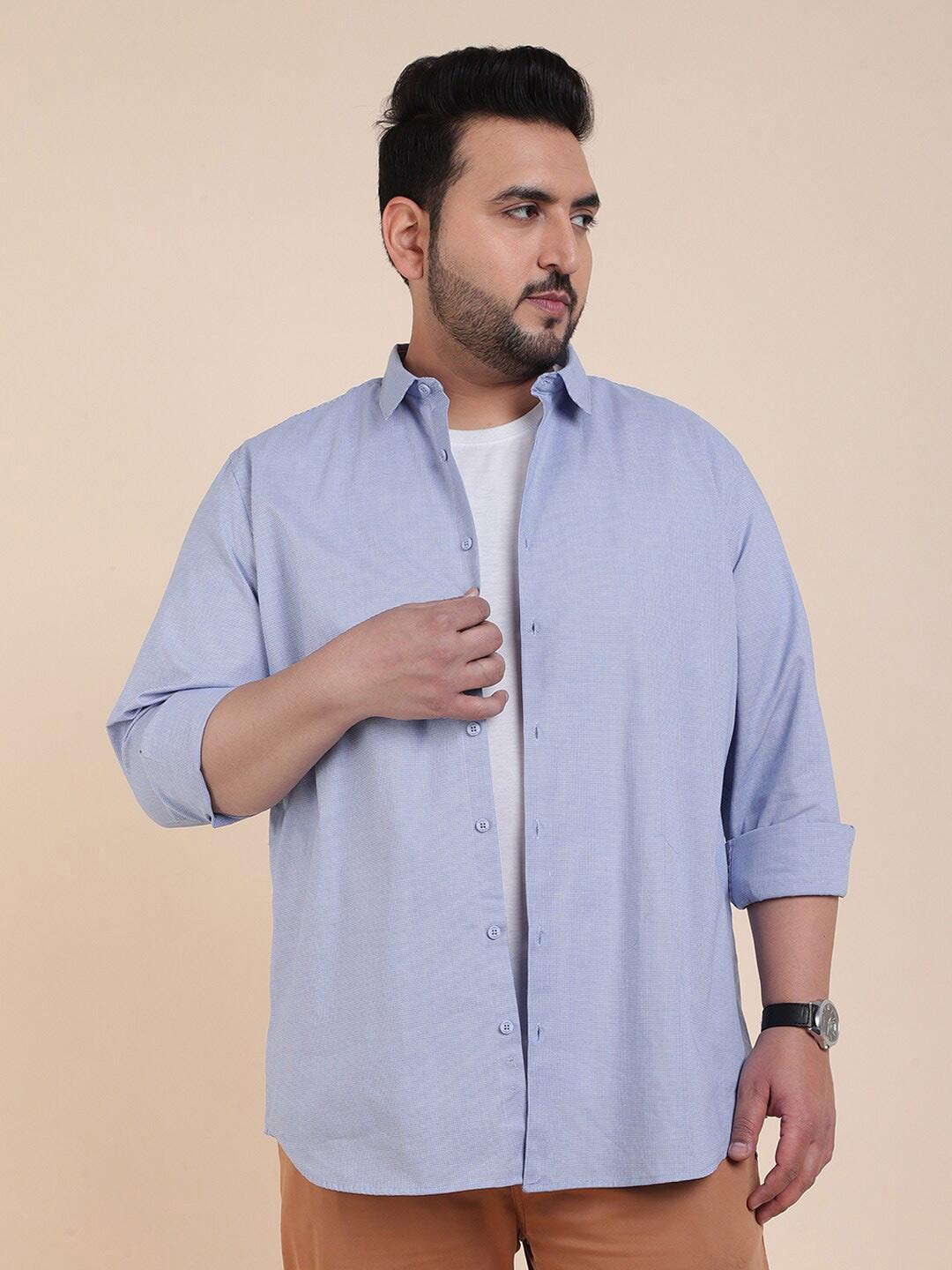 Sztori Classic Long Sleeves Spread Collar Cotton Opaque Casual Shirt
