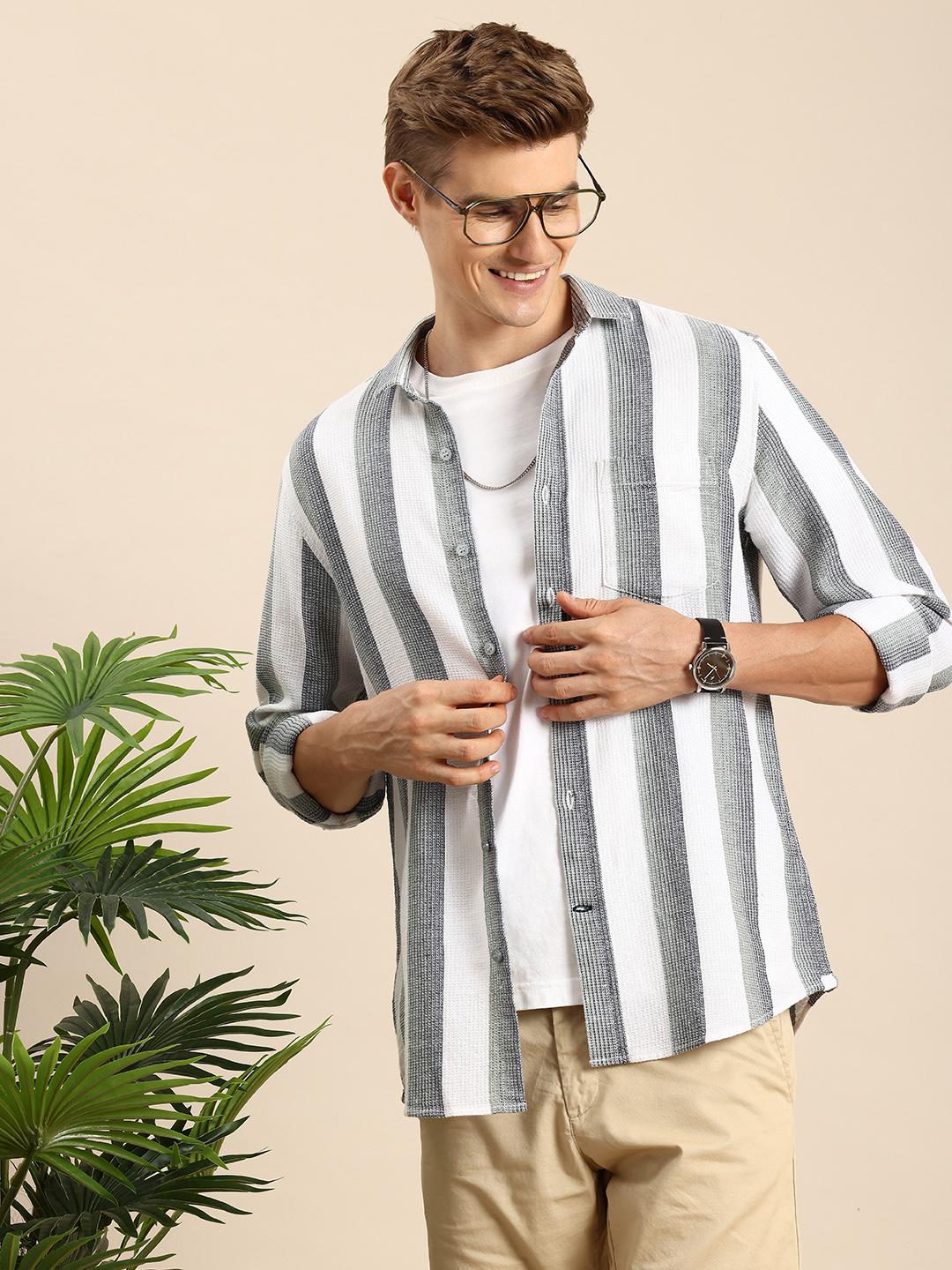 Buy Mast & Harbour Men Standard Striped Cotton Casual Shirt -  - Apparel for Men