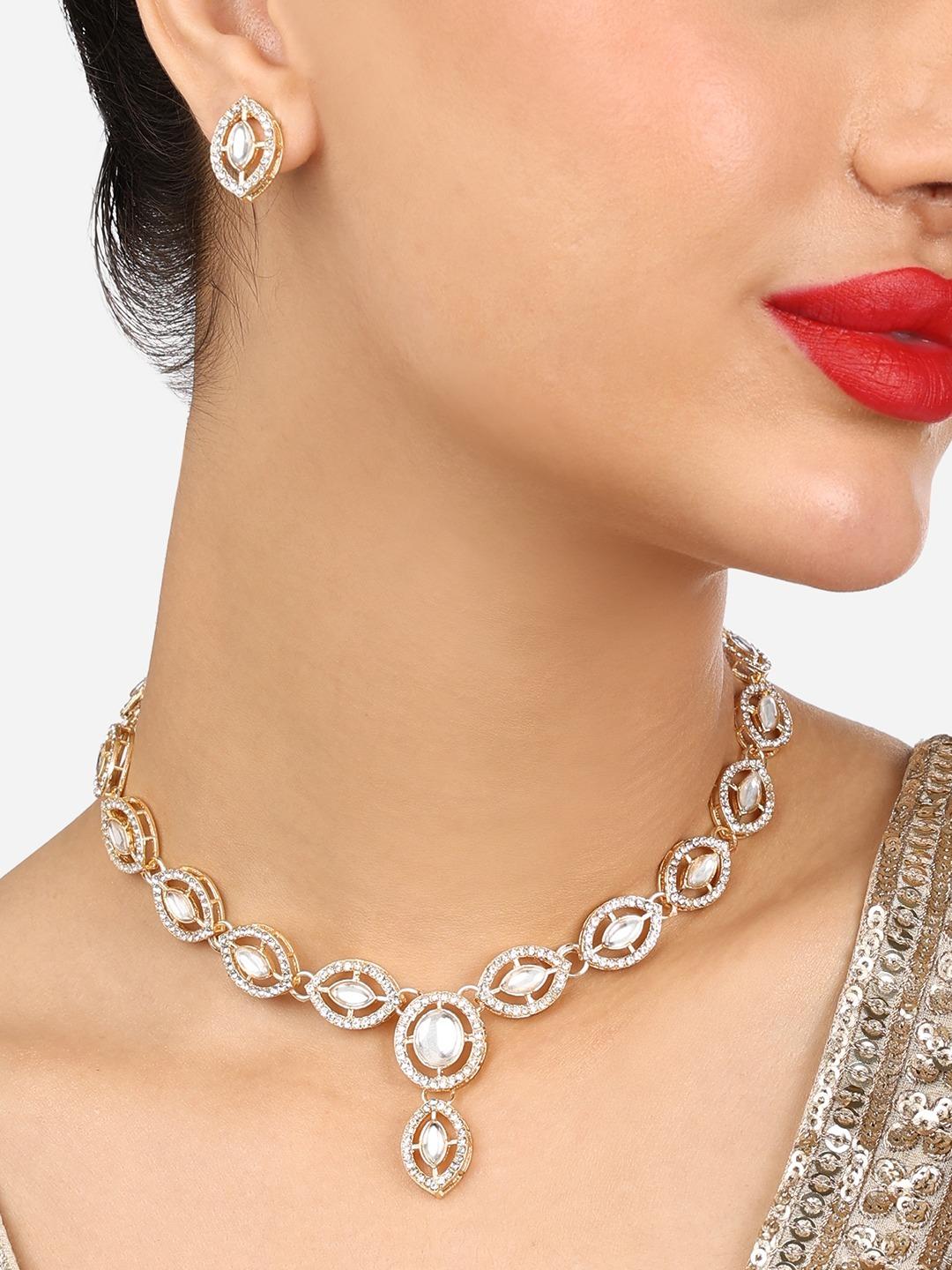 Buy Zaveri Pearls Gold Plated Austrian Diamonds Stone Studded Jewellery Set - - Accessories for Women
