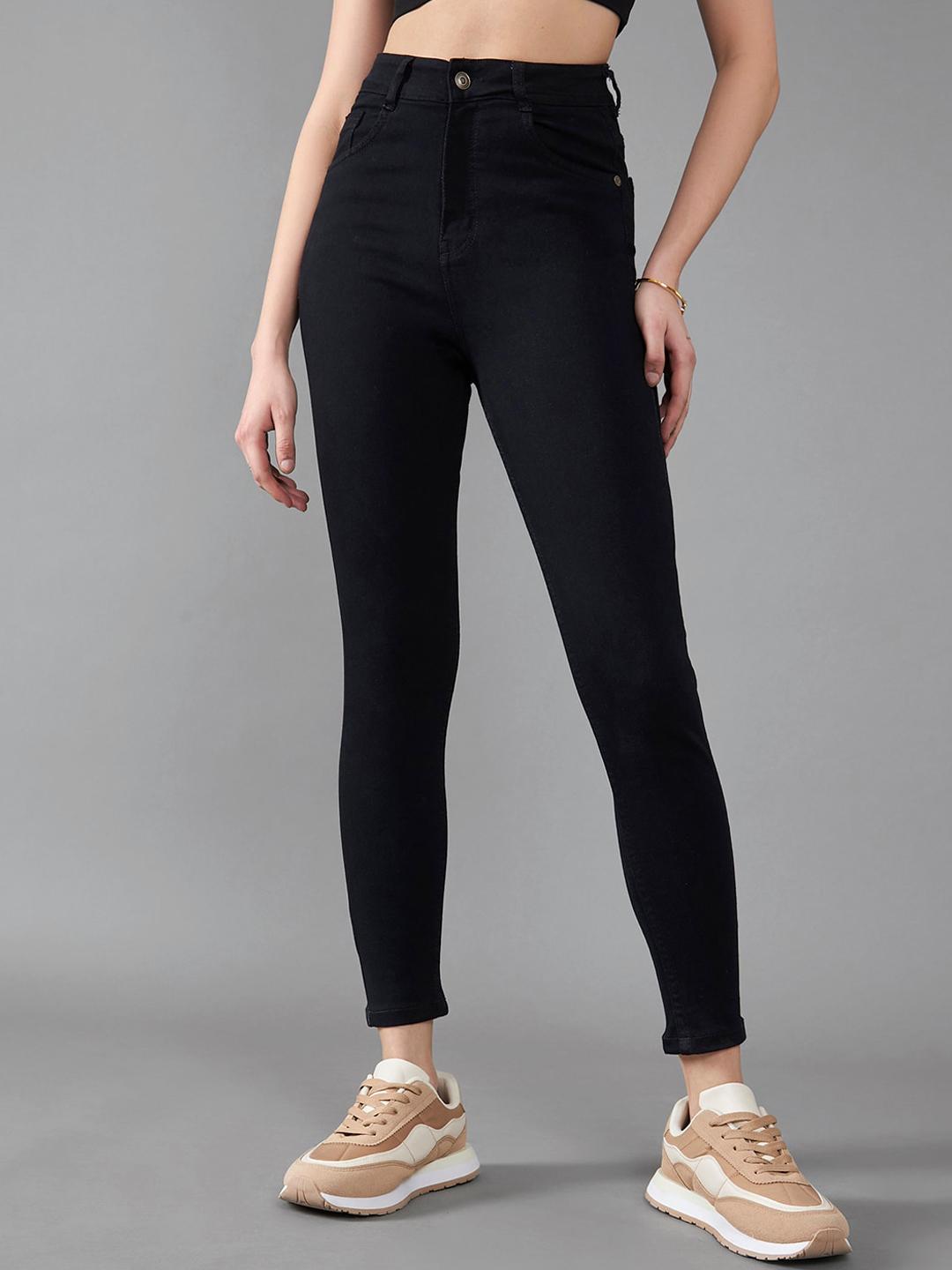DOLCE CRUDO Women Skinny Cropped Fit High-Rise Clean Look Stretchable Jeans
