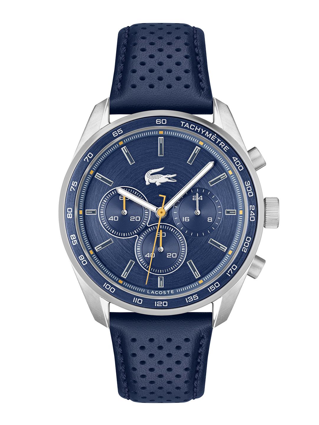 Buy Lacoste Men Boston Leather Analogue Chronograph Watch 2011344 Blue - - Accessories for Men