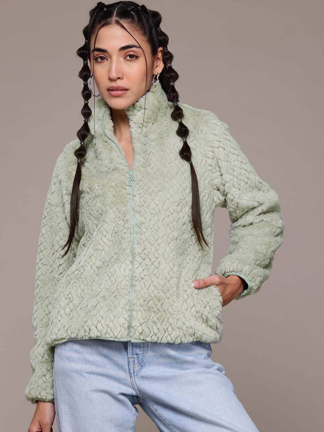 The Roadster Lifestyle Co. Self Design Fuzzy Tailored Jacket
