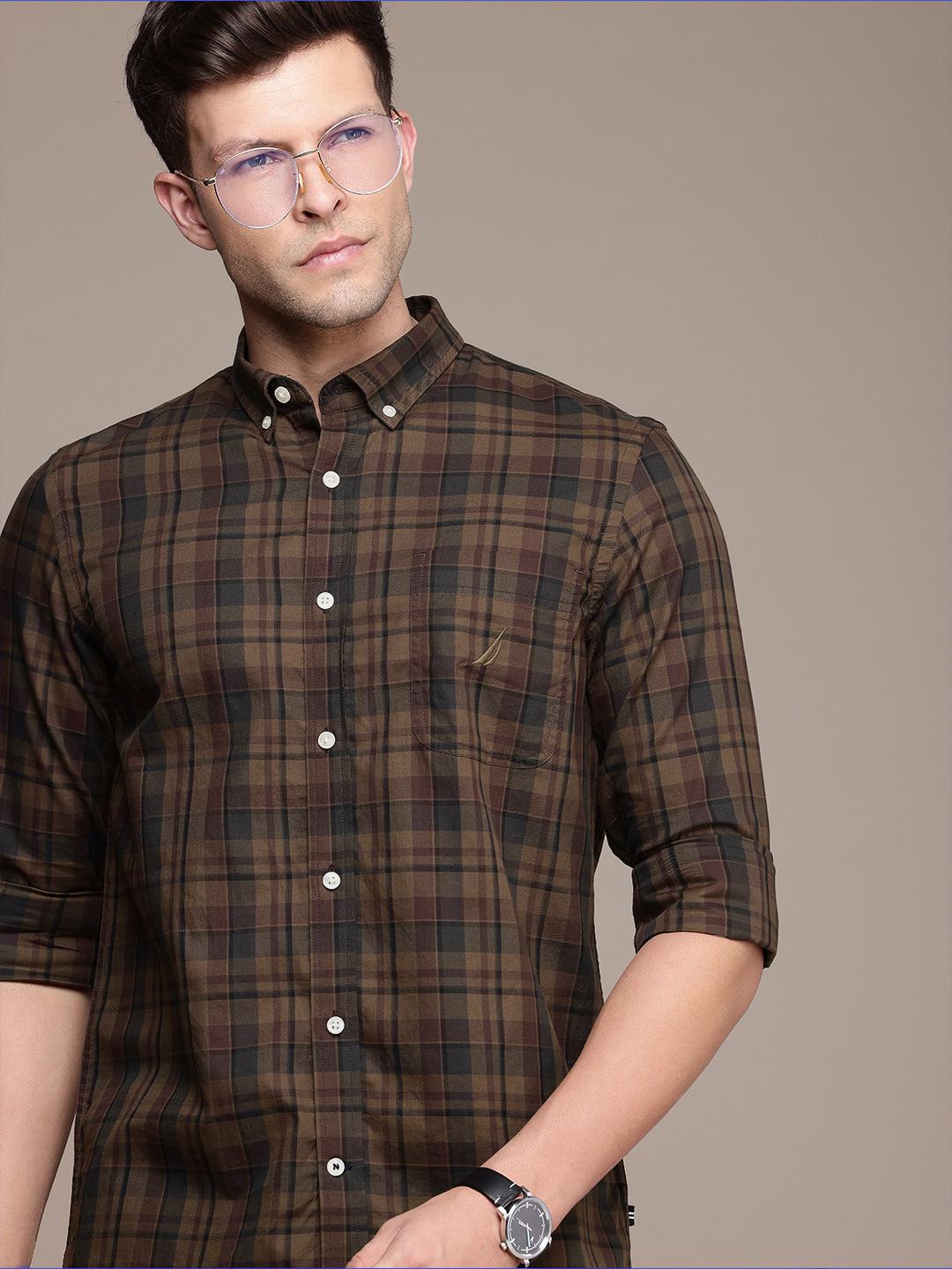 Nautica Pure Cotton Slim Fit Checked Casual Shirt