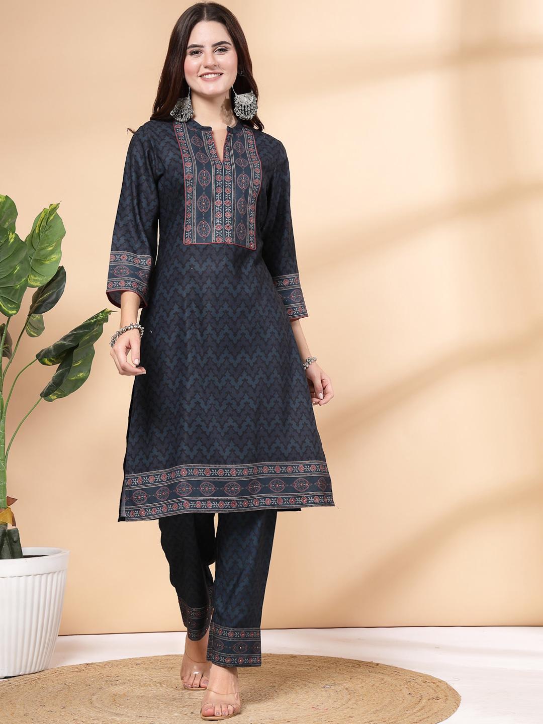 Buy Nayam By Lakshita Abstract Printed Regular Kurta With Palazzos A ...