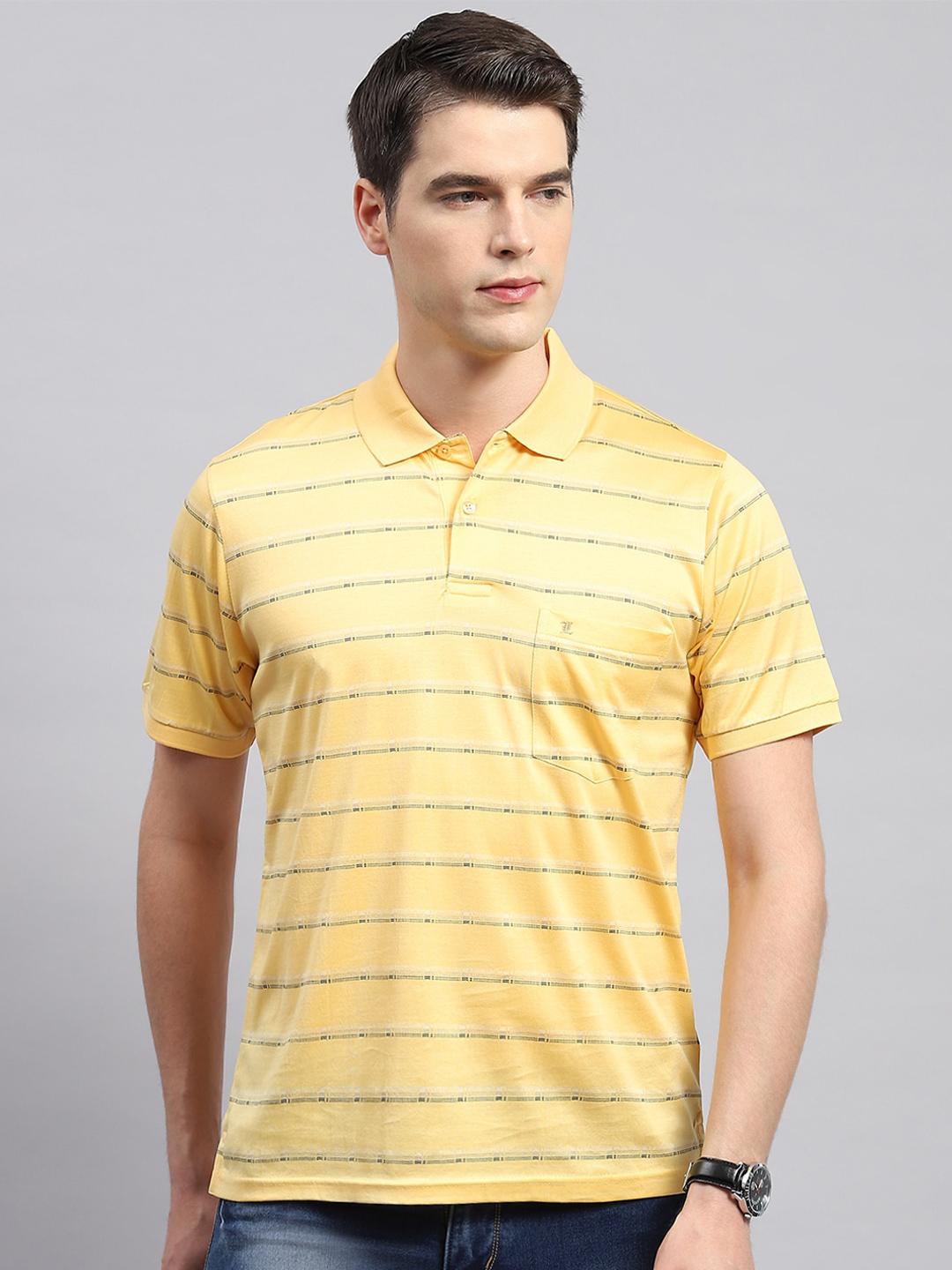 Buy Monte Carlo Striped Polo Collar Cotton T Shirt - Tshirts for Men ...