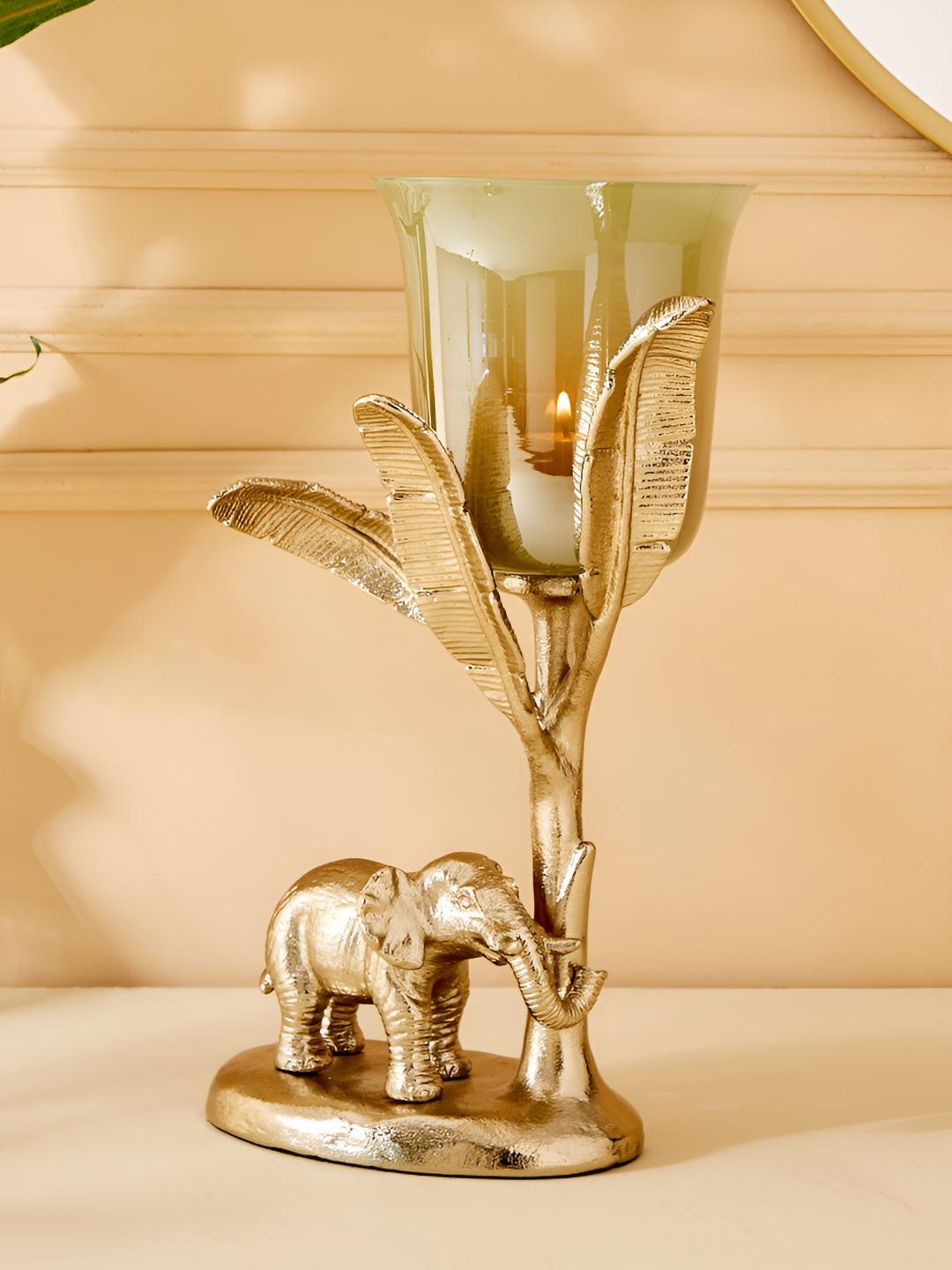 Buy Home Centre Gold Toned Eternity Vivere Glass Elephant Candle Holder ...
