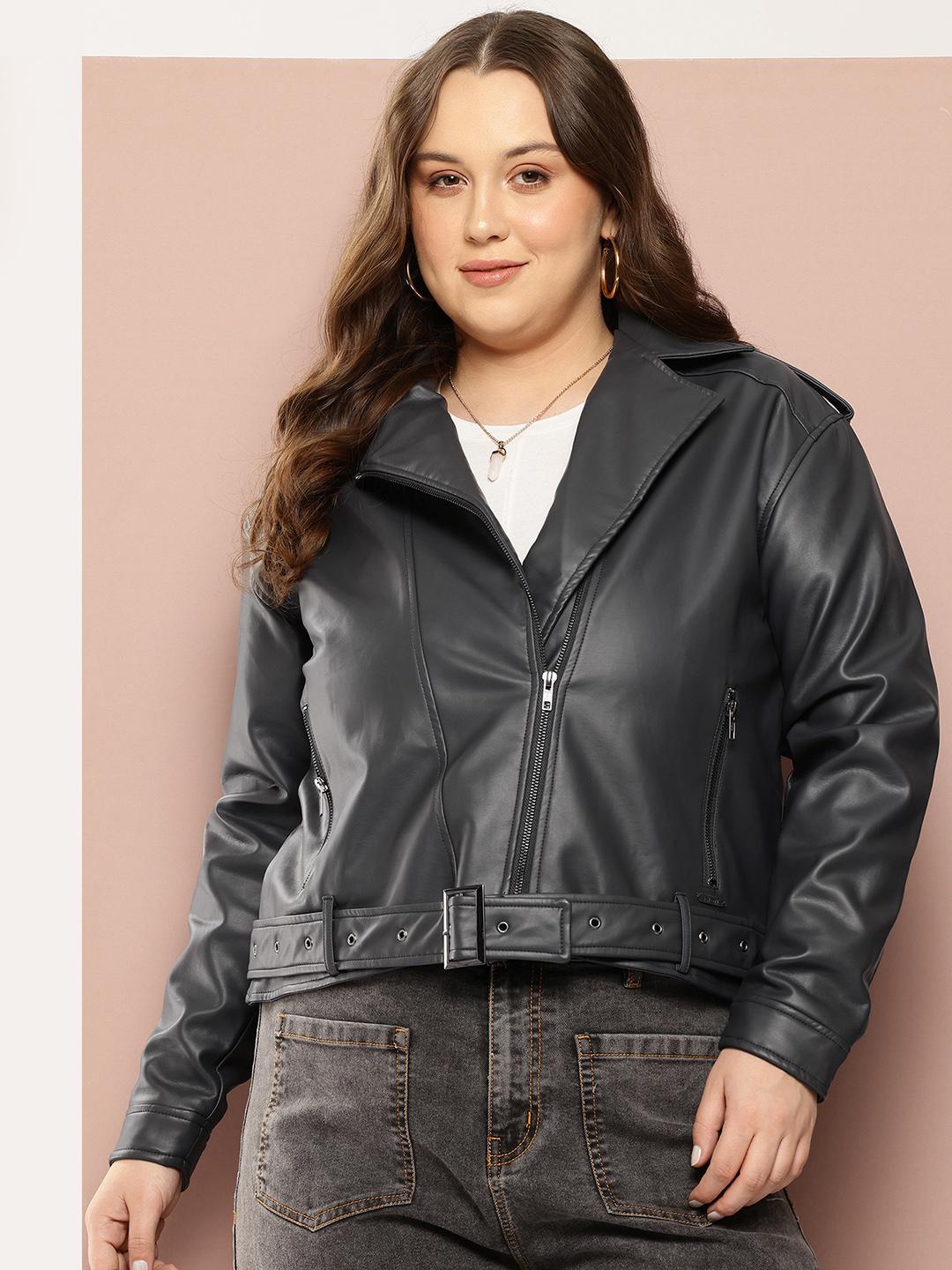 Buy Sztori Plus Size Lapel Collar Biker Jacket -  - Apparel for Women