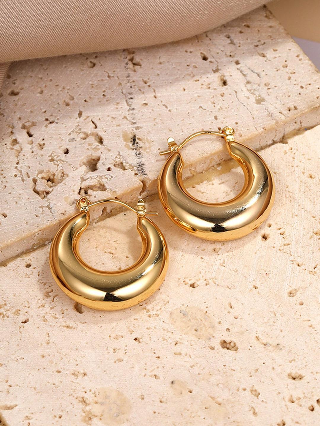 Buy Shining Diva Fashion Gold Plated Contemporary Hoop Earrings -  - Accessories for Women