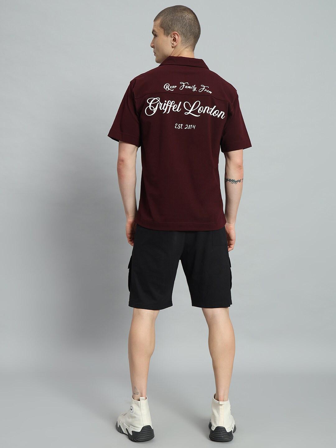 Buy GRIFFEL Typography Printed Pure Cotton Shirt With Short - - Apparel for Men