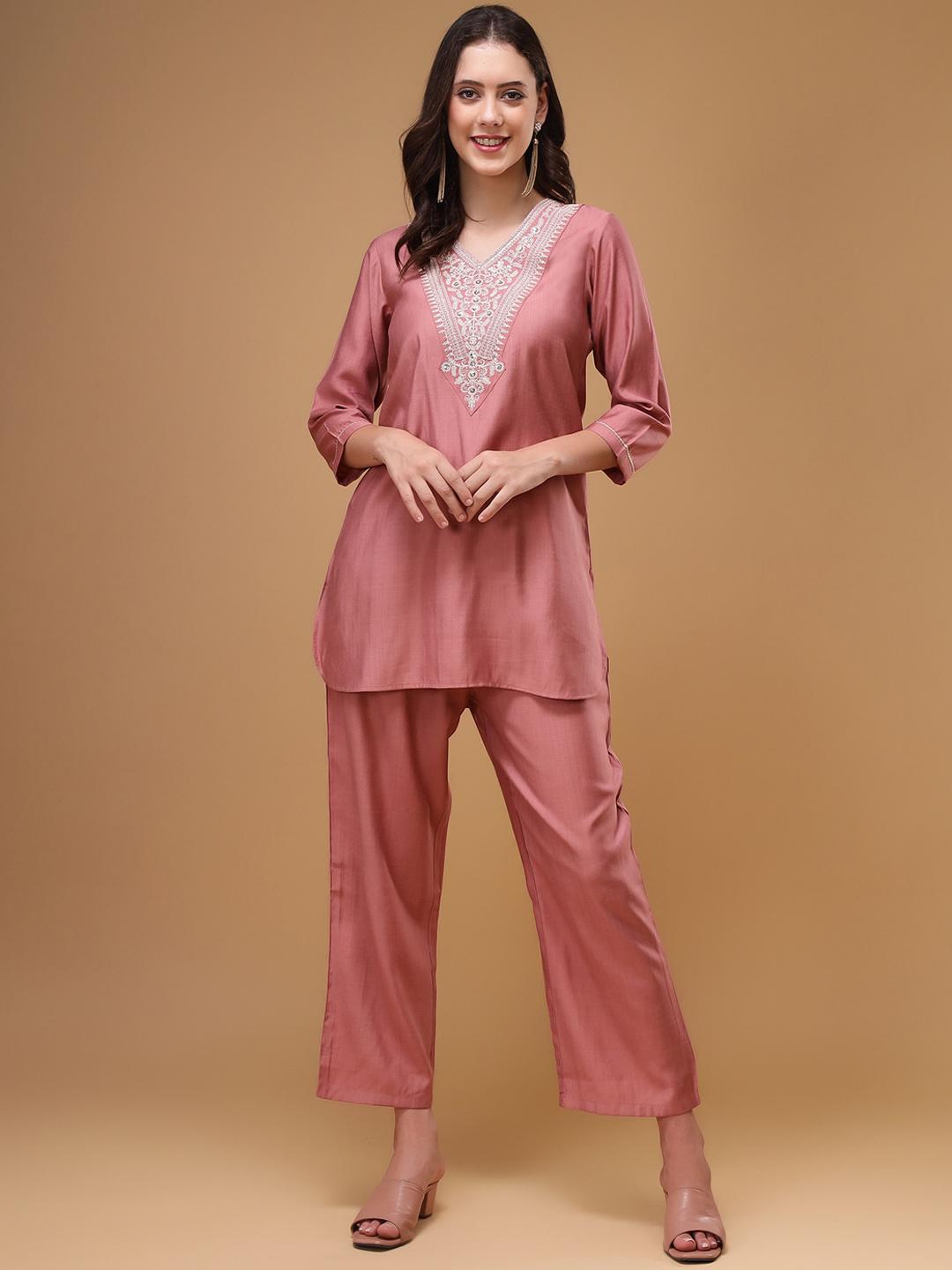 Buy Bani Women Ethnic Motifs Embroidered Tunic & Trouser Co Ord Set -  - Apparel for Women