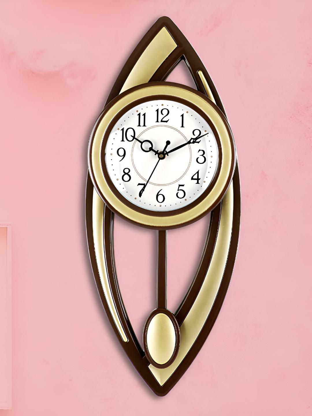 Buy Attractionz Gold Plastic Abstract Battery Analogue Wall Clock ...