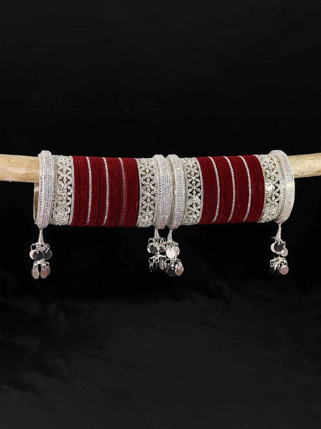Buy LAVAZZA Set Of 70 AD Studded Bridal Chuda Bangle Set - - Accessories for Women