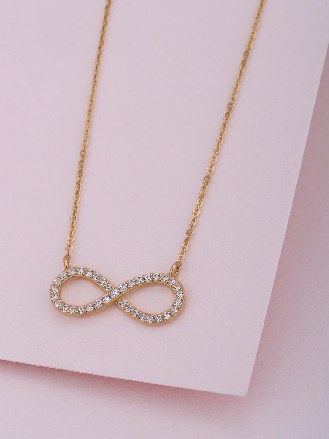 Buy Carlton London 925 Sterling Silver 18KT Rose Gold Plated CZ Studded Necklace - - Accessories for Women