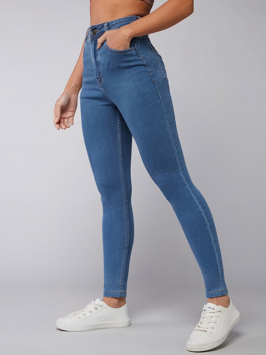 DOLCE CRUDO Women Skinny Fit High-Rise Clean Look Stretchable Jeans