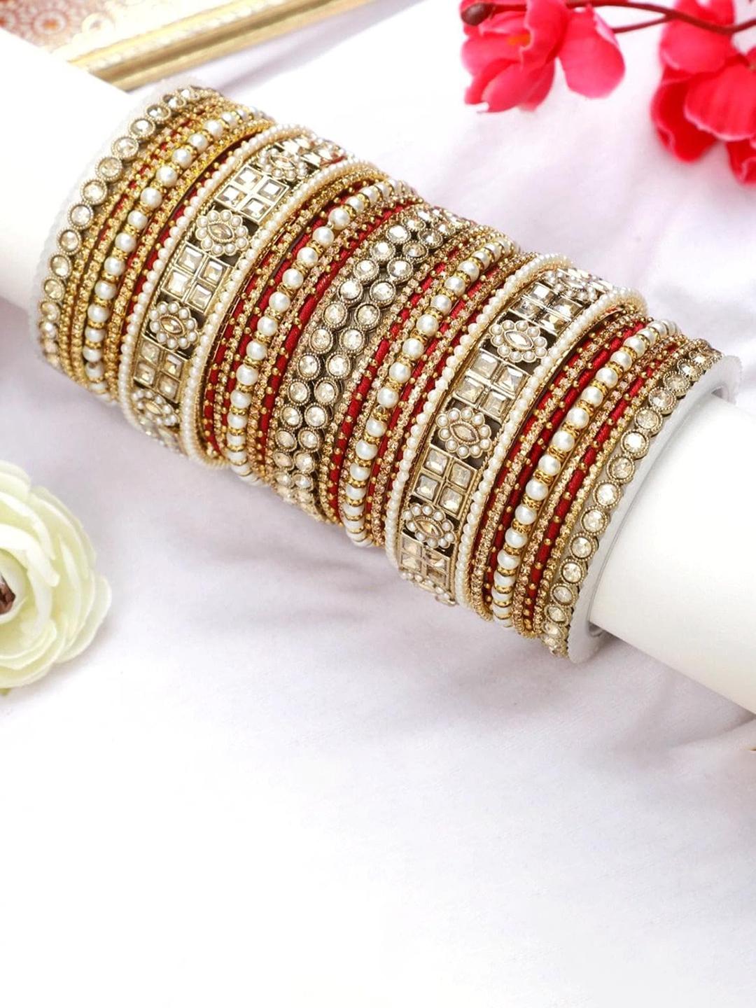 Buy Leshya Brass Plated Artificial Stones & Beads Bangles Set -  - Accessories for Women