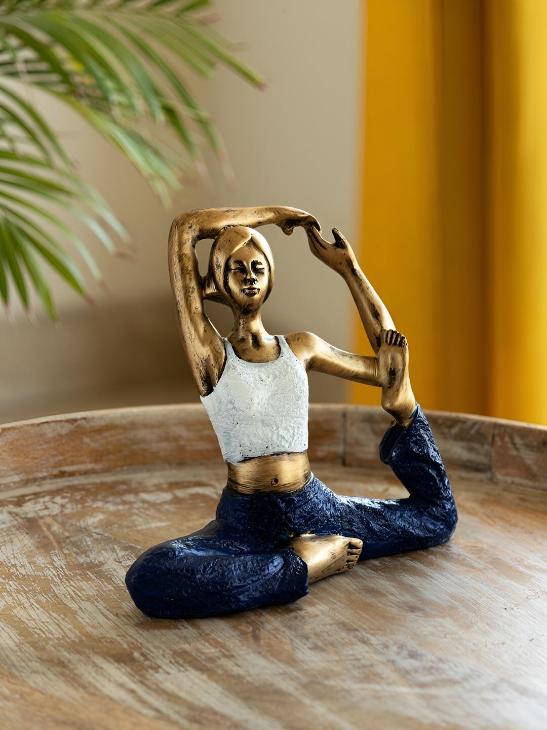 Buy ExclusiveLane Yoga Lady Gold Polyresin Natural Living Room Hand Crafted Small Showpiece 8 Inches - - Home for Unisex