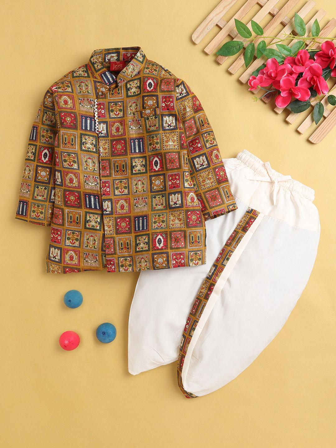 Boys Ethnic Motifs Regular Kurta With Dhoti Pants