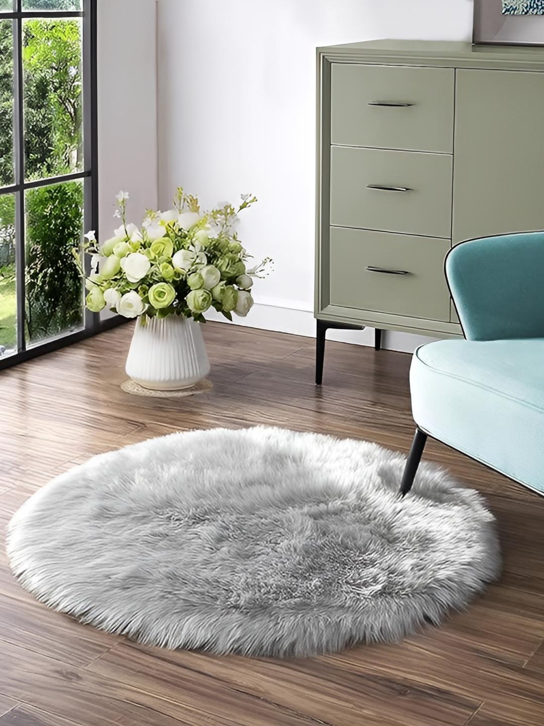 Buy Cottonfry Grey No Shredding Woollen Carpet -  - Home for Unisex