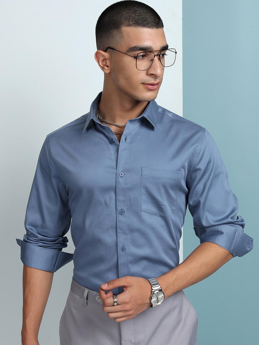 HIGHLANDER Regular Fit Spread Collar Full Sleeve Slim Fit Shirt