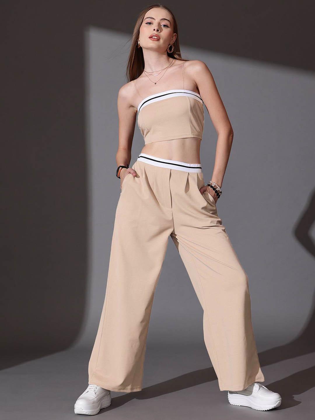 Buy STREET 9 Solid Off Shoulder Top &Trousers Co Ord Set - - Apparel for Women
