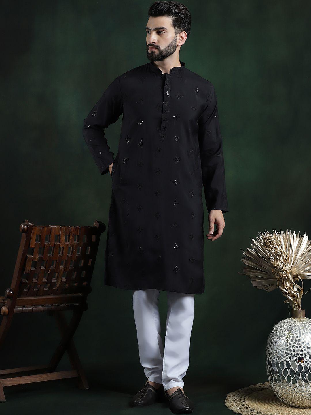 Men Ethnic Motifs Embroidered Regular Sequinned Kurta With Trousers