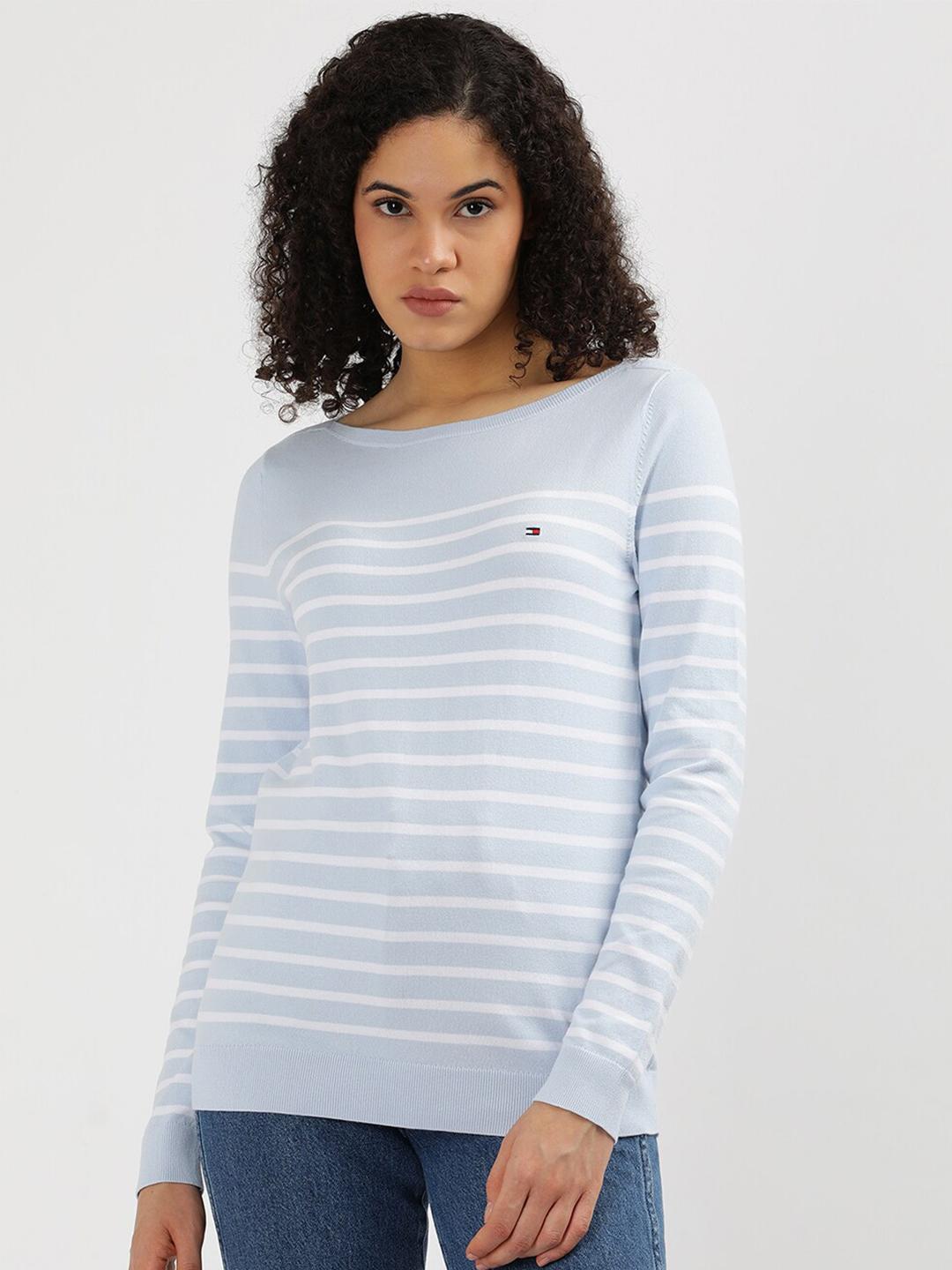 Striped Boat Neck Long Sleeve Sweater