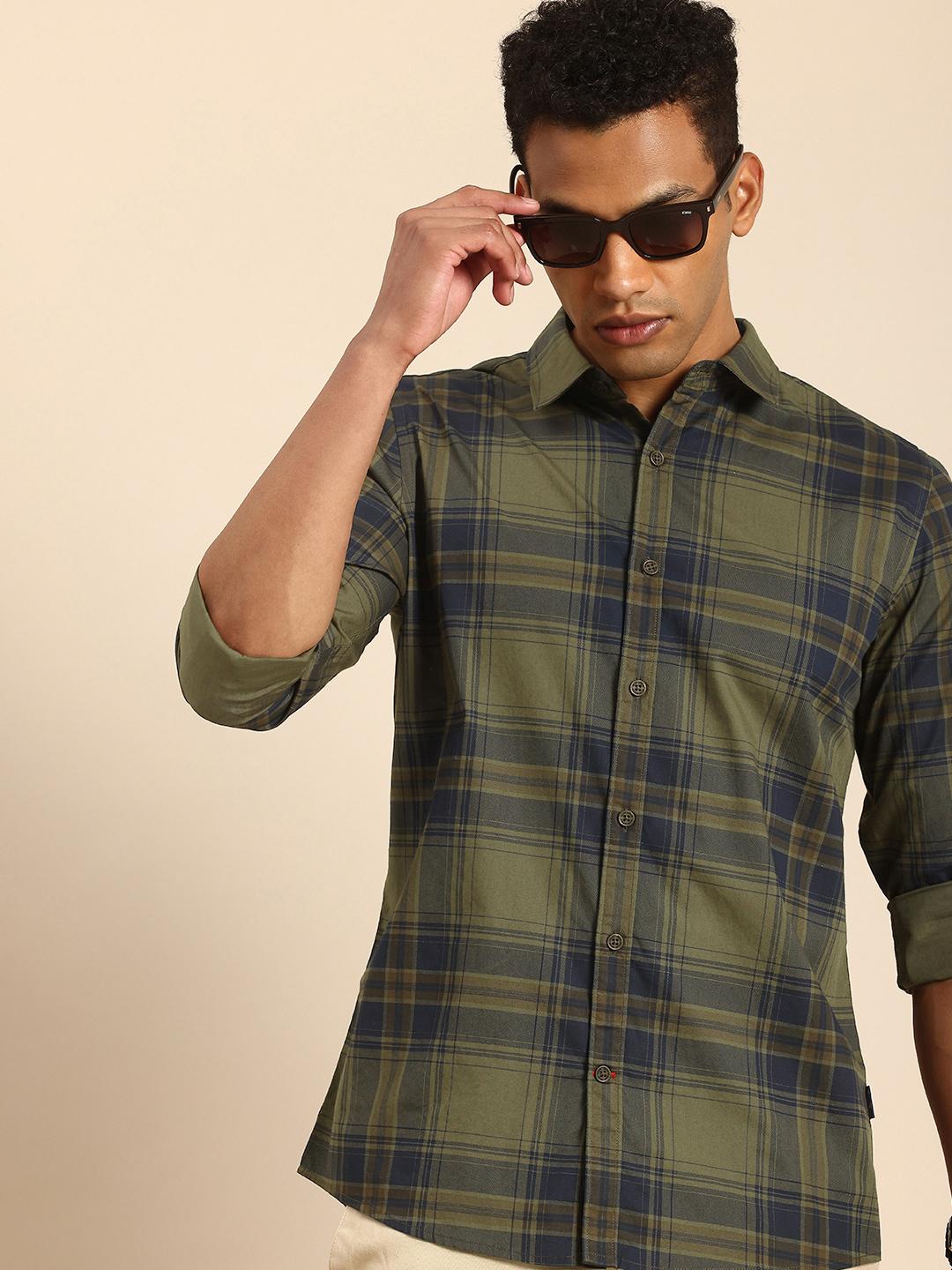 Being Human Slim Fit Checked Pure Cotton Casual Shirt