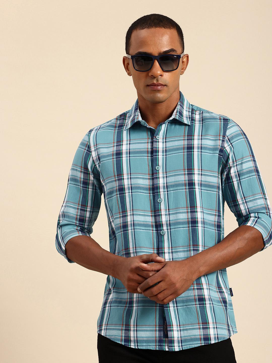 Yellow Slim Straight Fit Regular Collar Long Sleeves Cotton Men's Shirt by Being Human Clothing