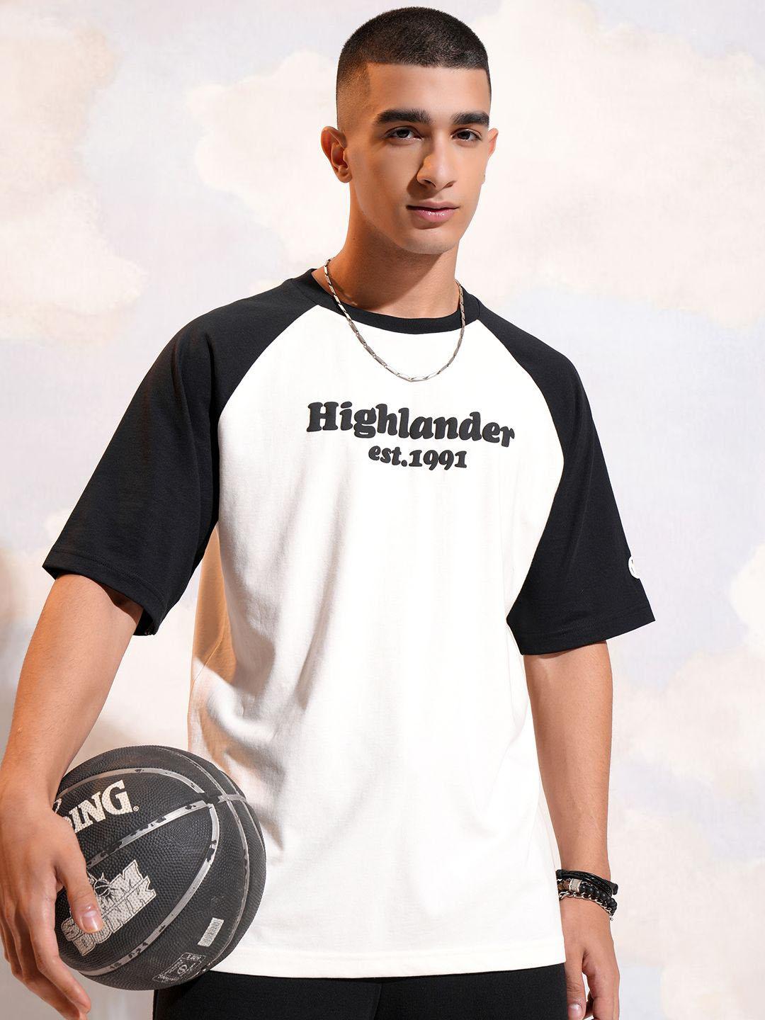 Buy HIGHLANDER Men Colourblocked Extended Sleeves Oversized T Shirt ...