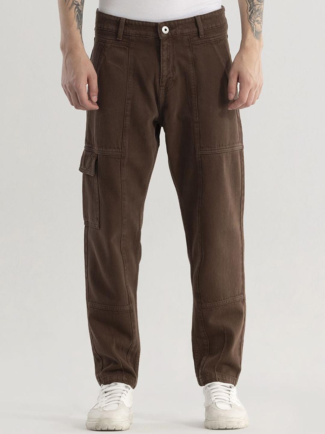 Snitch Men Jean Relaxed Fit Clean Look Cotton Cargo Jeans