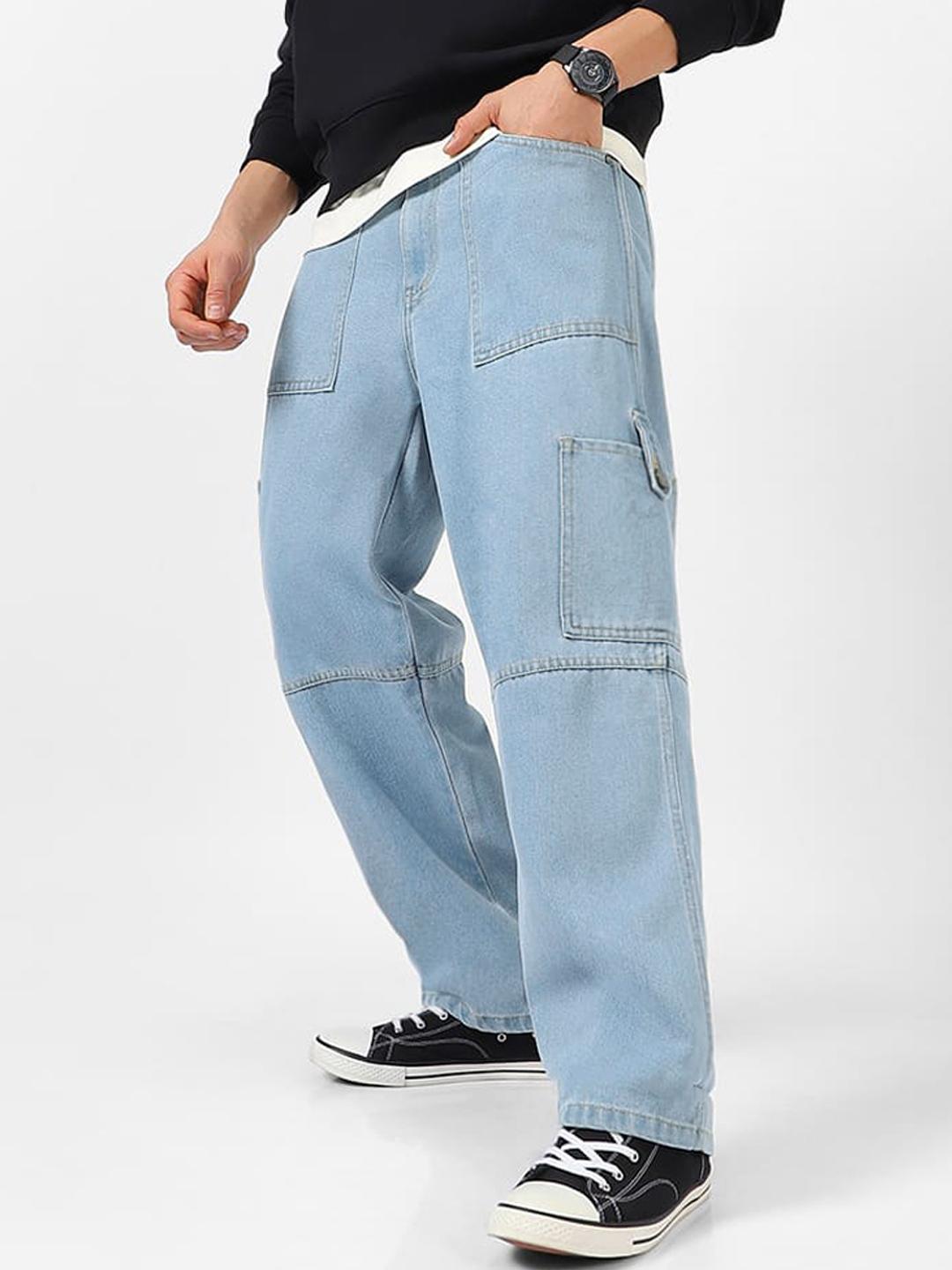 Urbano Fashion Baggy Fit Washed Cargo Jeans
