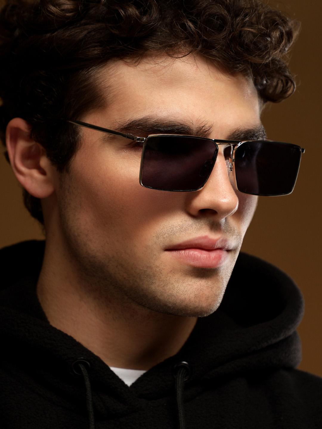 Buy Voyage Unisex Black Rectangle Sunglasses UV Protected -  - Accessories for Unisex