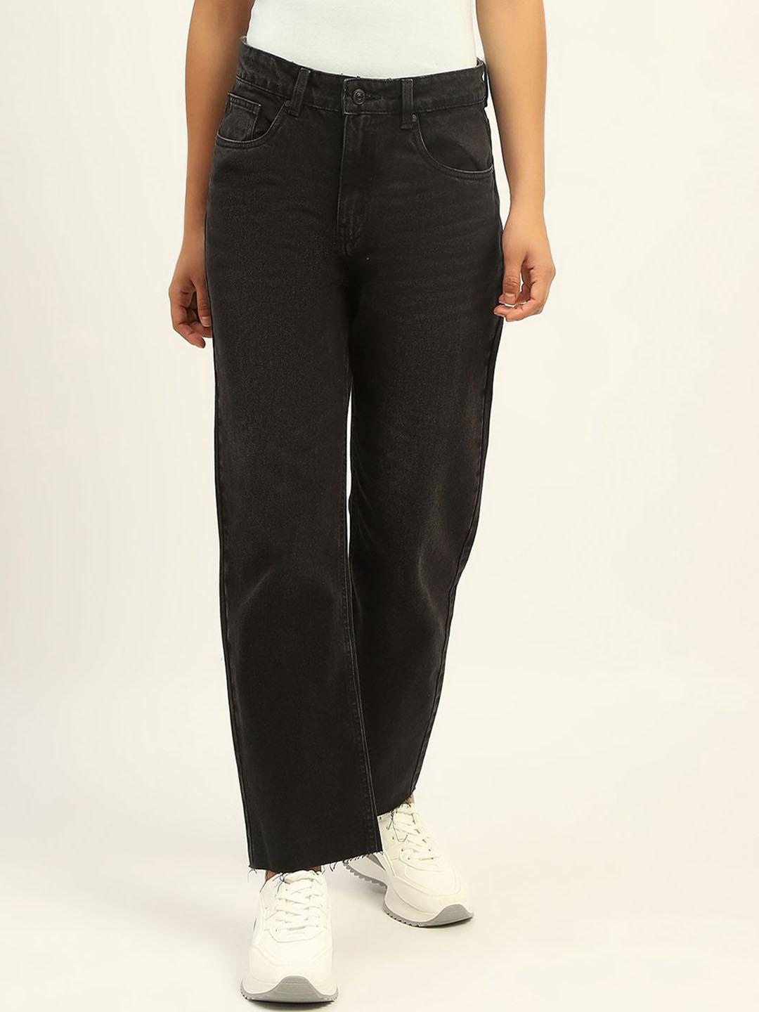 Madame Women Clean Look Light Fade Dark Shade Straight Fit Pure Cotton Jeans