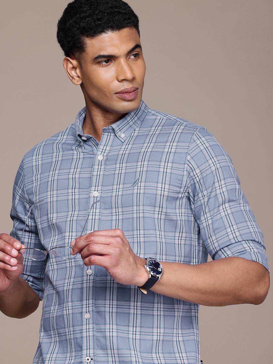 Nautica Pure Cotton Classic Fit Checked Casual Shirt