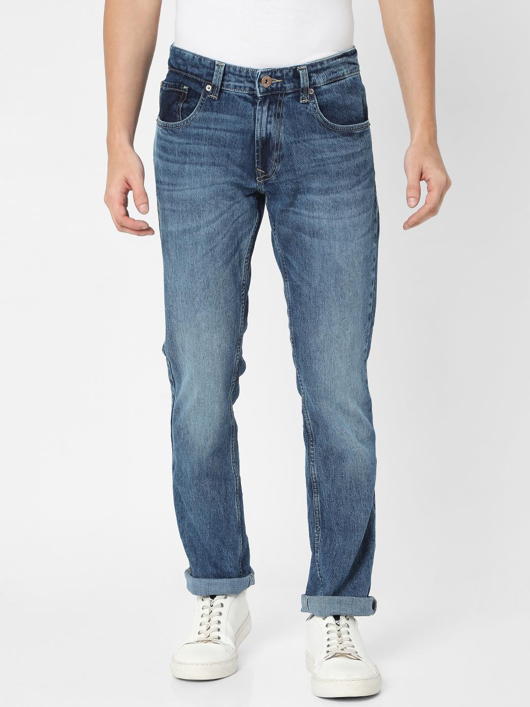 SPYKAR Men Rover Fit, Mid Rise Regular Fit Heavy Fade Stretchable Jeans
