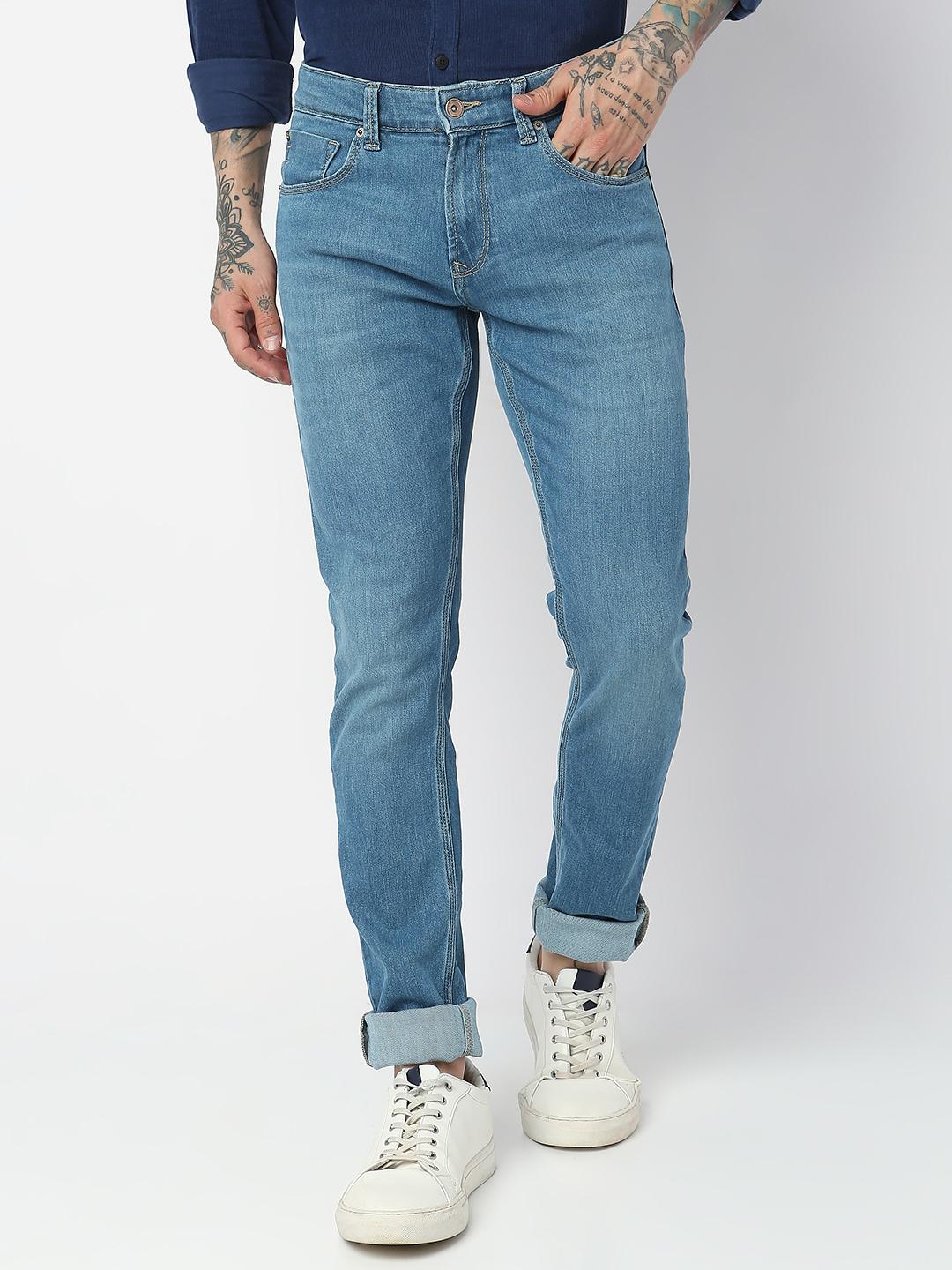 SPYKAR Men Slim Fit Low-Rise Light Fade Stretchable Jeans