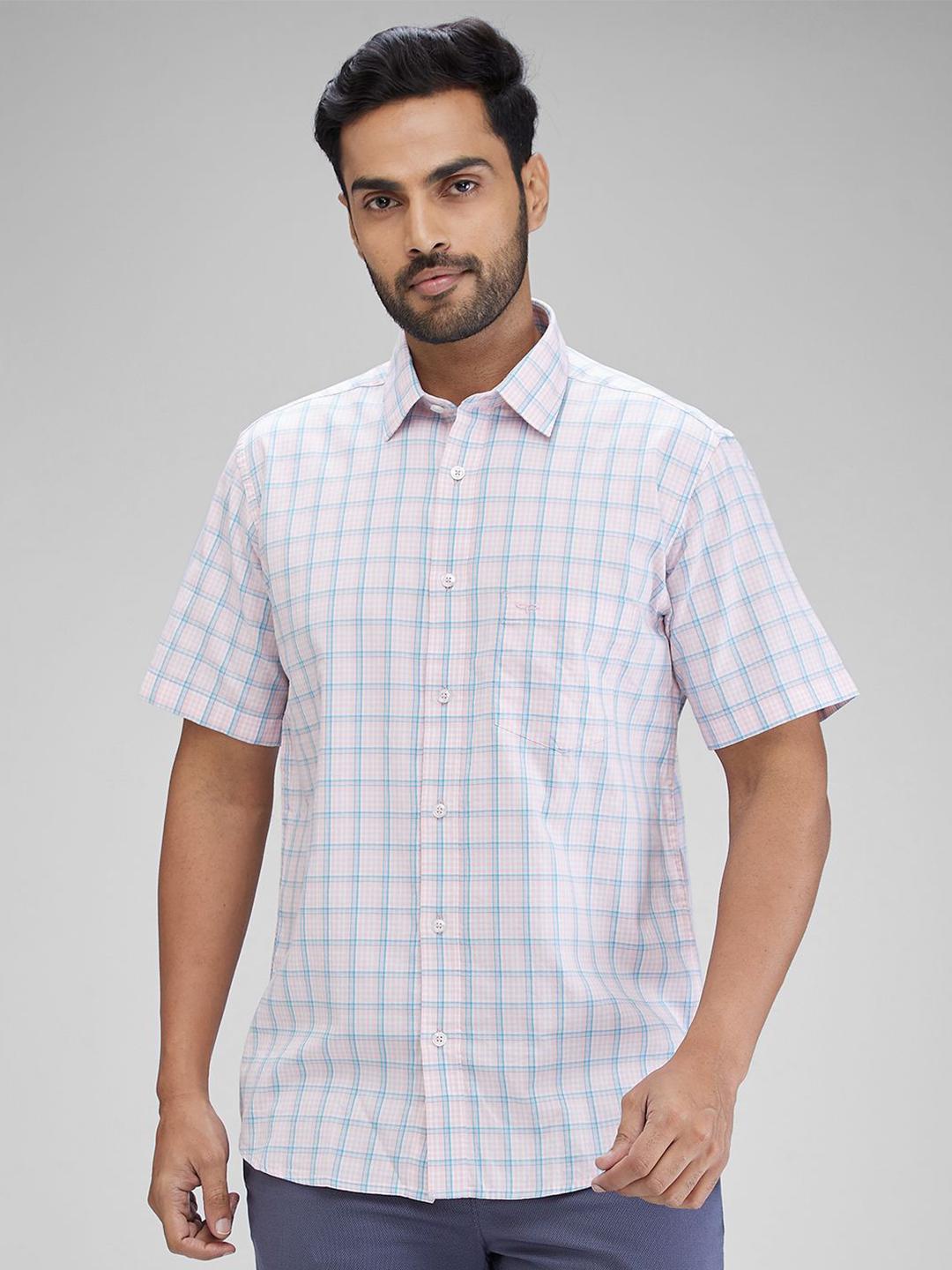 ColorPlus Men Tailored Fit Tartan Checks Opaque Checked Casual Shirt
