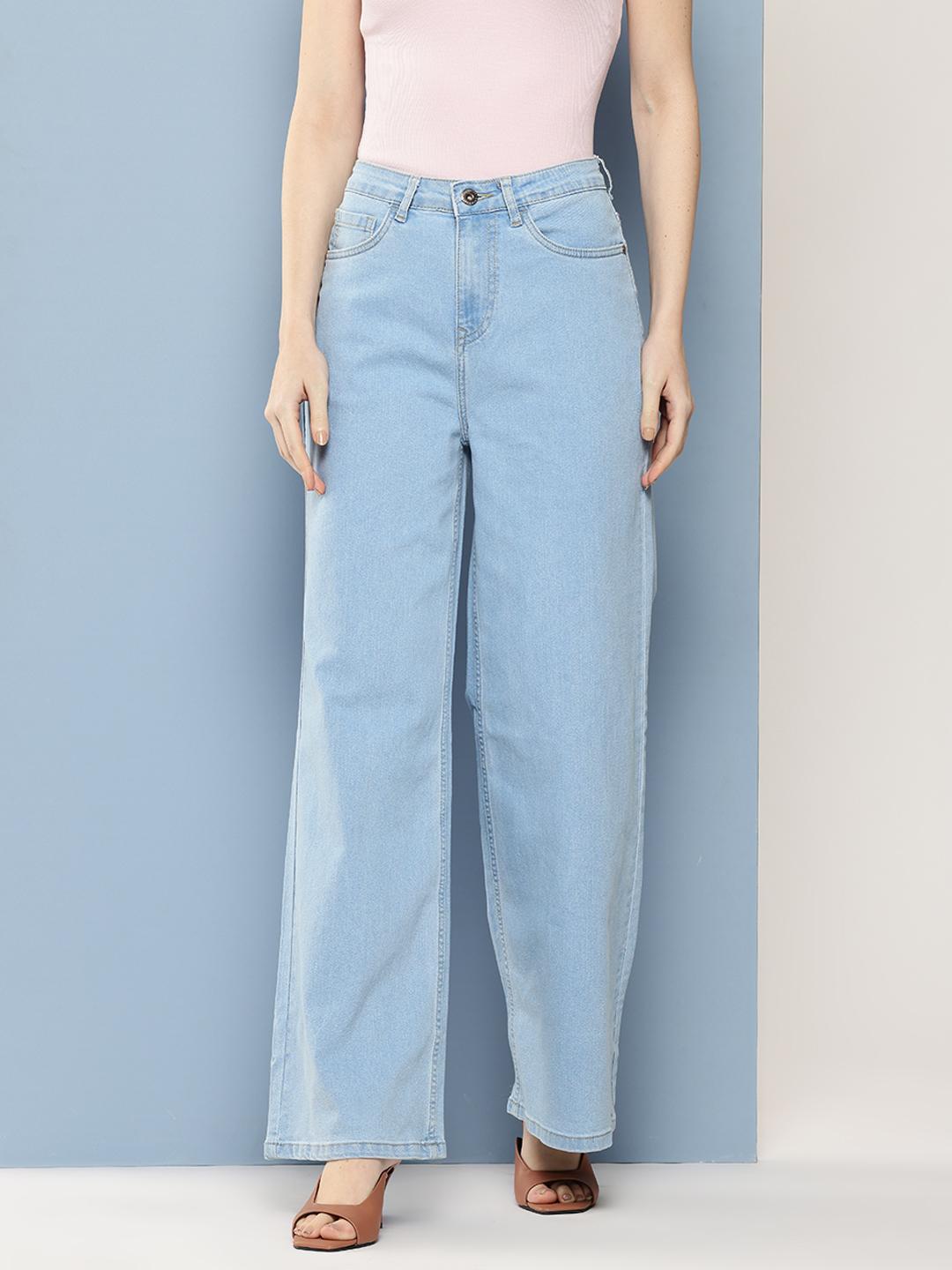Chemistry Women Heavy Fade Stretchable Wide Leg High-Rise Jeans